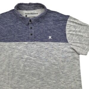 Hurley Buckle Golf Polo Shirt w Nike DRI-FIT Two-Tone Blue Grey‎ Mens Large